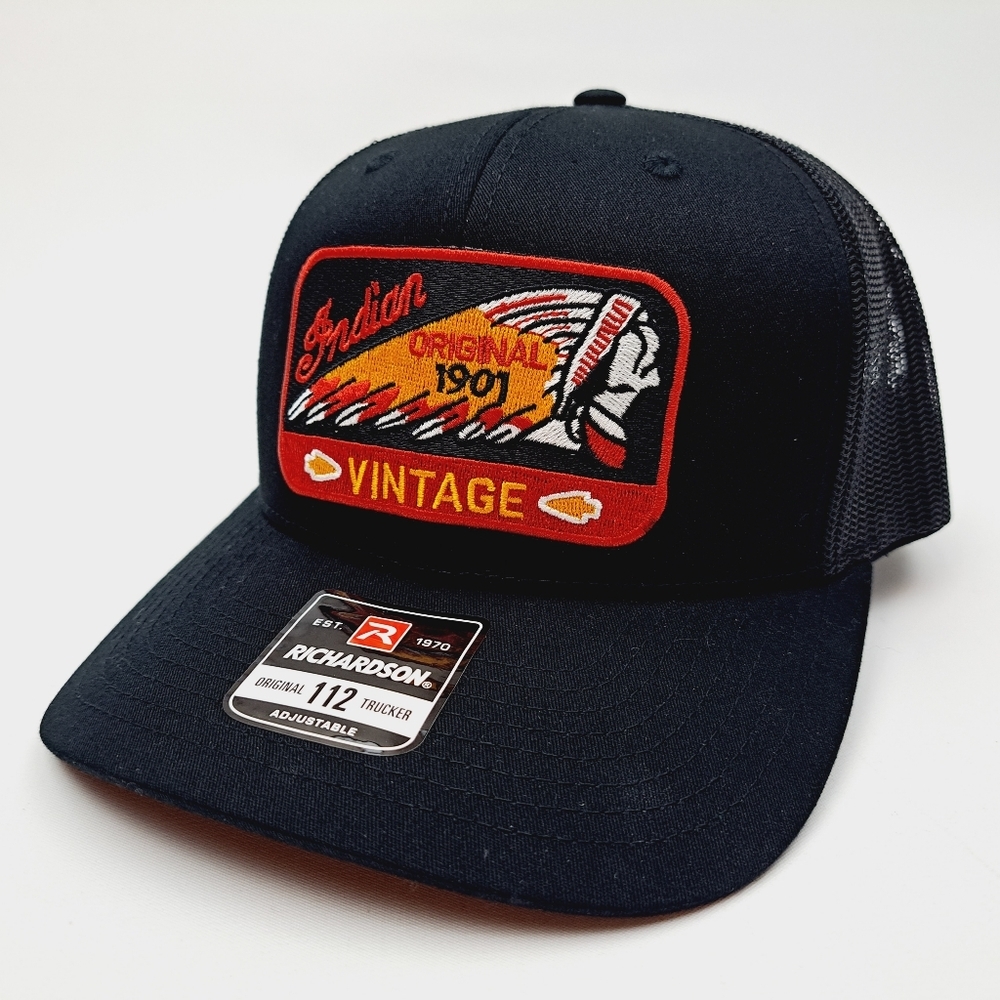 Indian Motorcycle Richard 112 Embroidered Patch Mesh Low Profile Snapback Black
